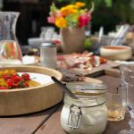 Photo of hummus on a table.