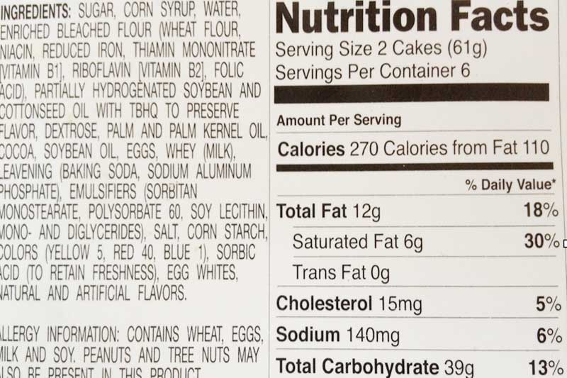 Image of a real-life food label showing ingredients.