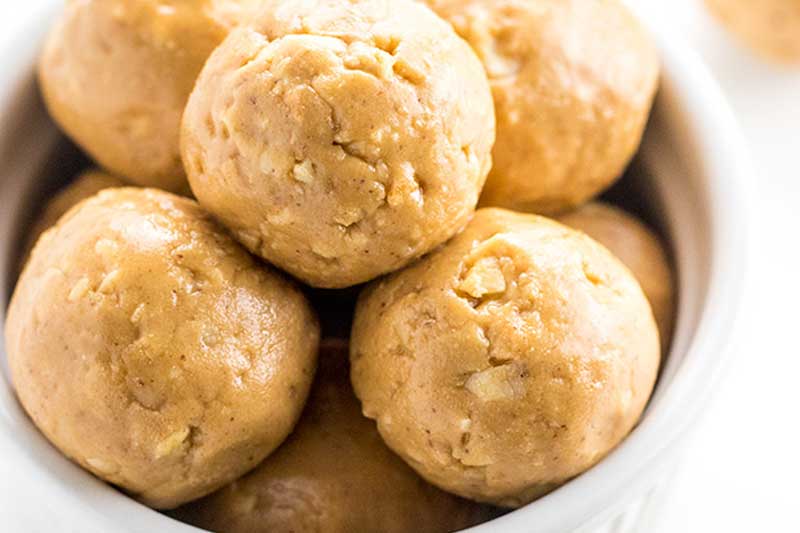Photo of almond butter balls snack.